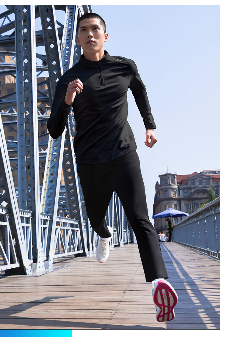 BURUITE Men's Sports T-Shirt Spring and Autumn Quick-Dry Long Sleeve Running Cycling Fitness Training Half-Zip Sweatshirt 7