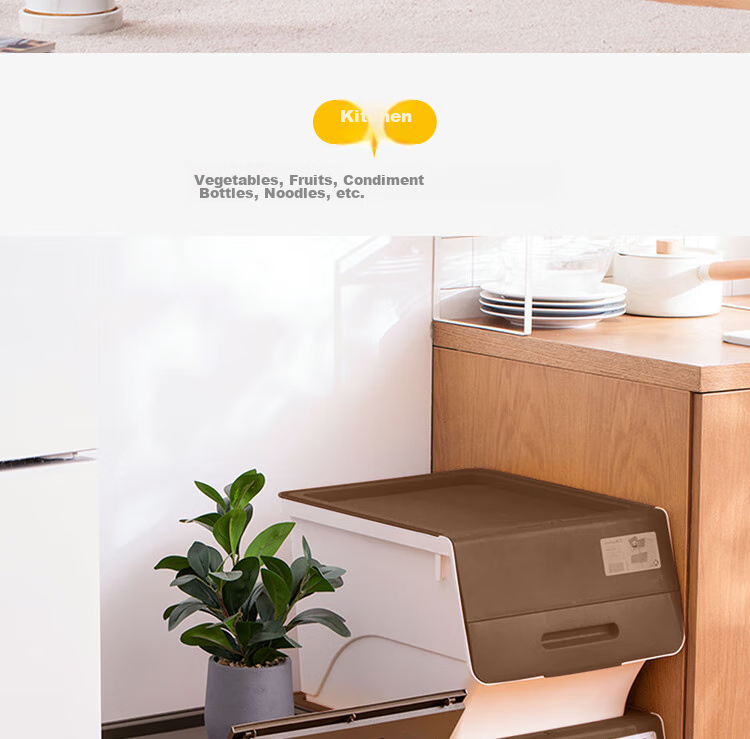 CHAHUA Plastic Clothes Storage Box, 34L, Coffee Color, Set of 3, Slanted Opening with Lid, Closet Organizer Box 6