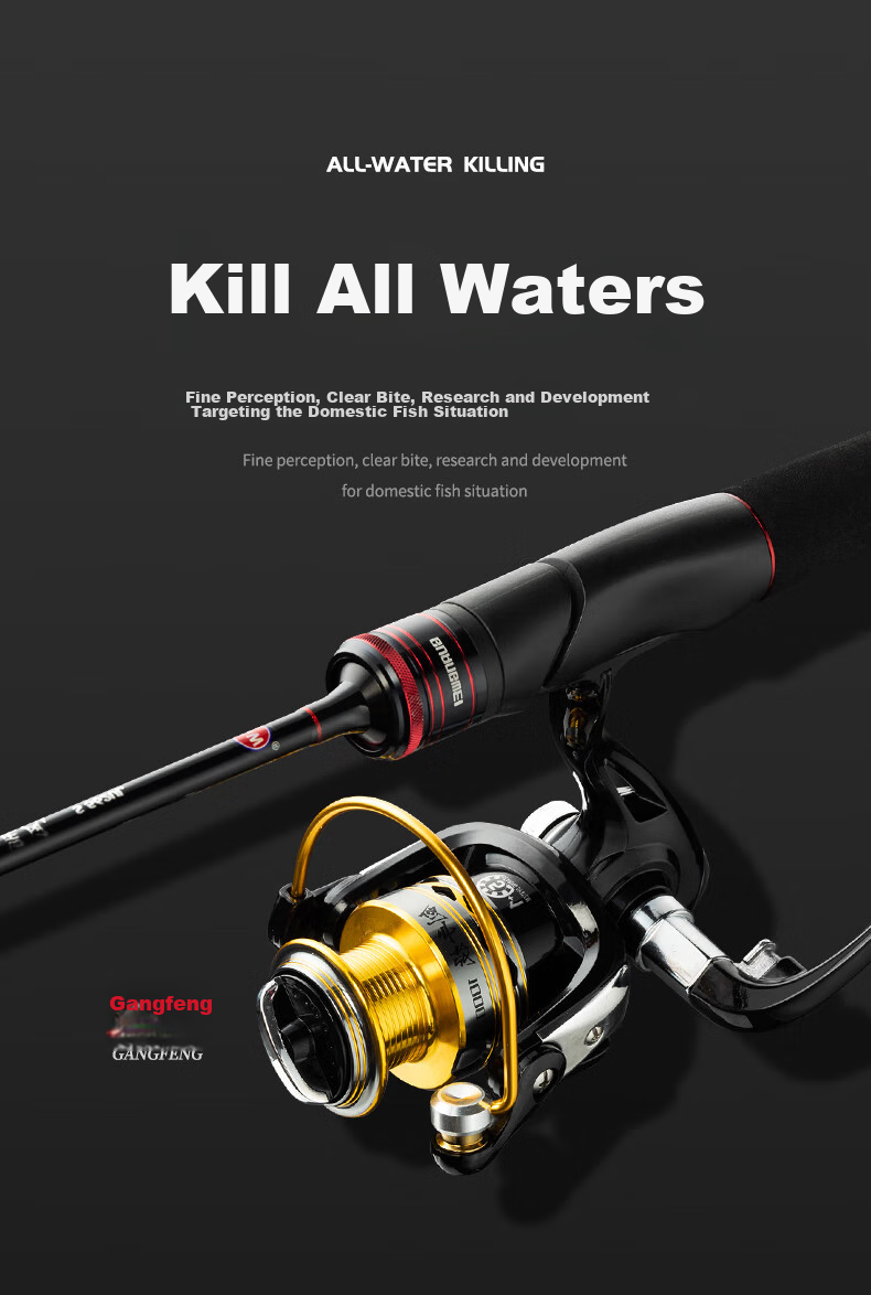 GW Fishing Rod Set, M2.1 Meter Gun Handle with Biaofeng Right-Handed Water Drop Reel, Versatile Long-Distance Casting for Topmouth Culter 10