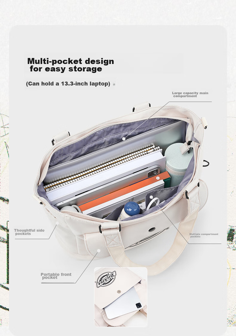 Dickies Shoulder Bag, Large Capacity Crossbody Bag for Women, Multi-Pocket DK Outdoor Travel Bag, Casual Fashionable Street-Style Versatile Canvas Bag 6