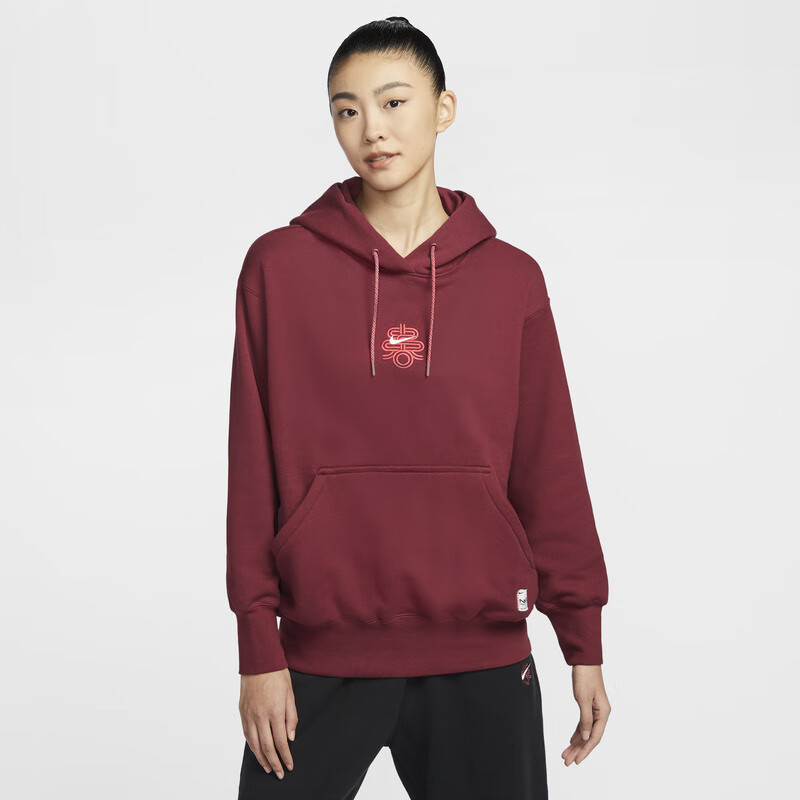 NIKE Women's Spring And Autumn Hooded Sweatshirt, Casual Sports, HV8461-677 Team Red, Size L 1