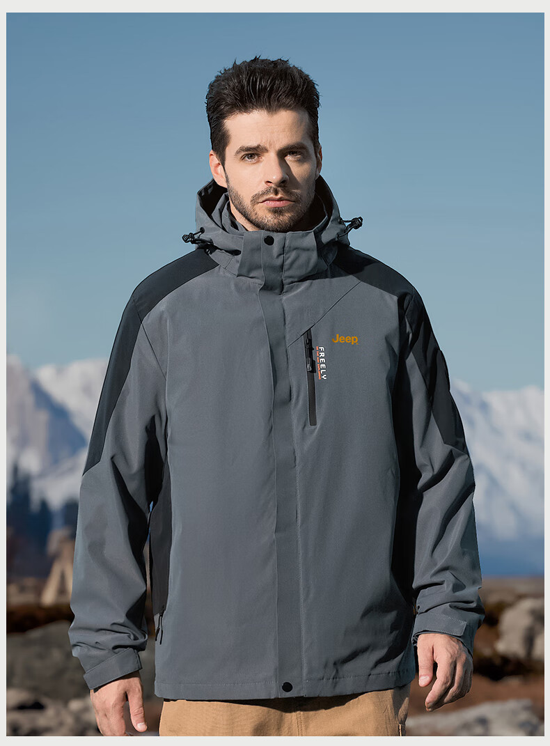 JEEP Three-In Windproof Jacket for Men, New Style for Autumn And Winter 2026, Outdoor Hooded Coat 14