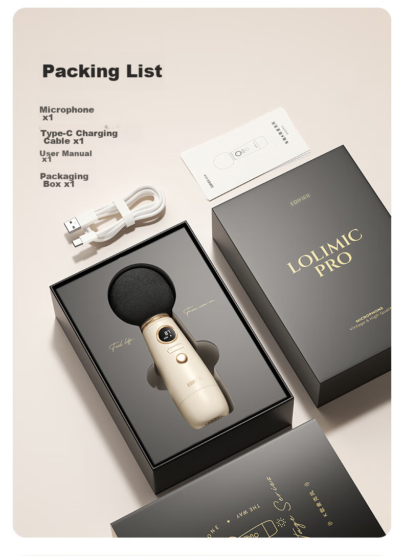 EDIFIER LOLMIC PRO Karaoke Microphone, Small Mushroom Karaoke Microphone, Speaker for Children's Entertainment, Home KTV, And Car Use 16