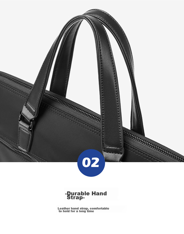 POLO Briefcase, Men's Casual Business Bag, Handbag, Large Capacity Office Bag, 14-Inch Laptop Bag, Document Bag, Black 12