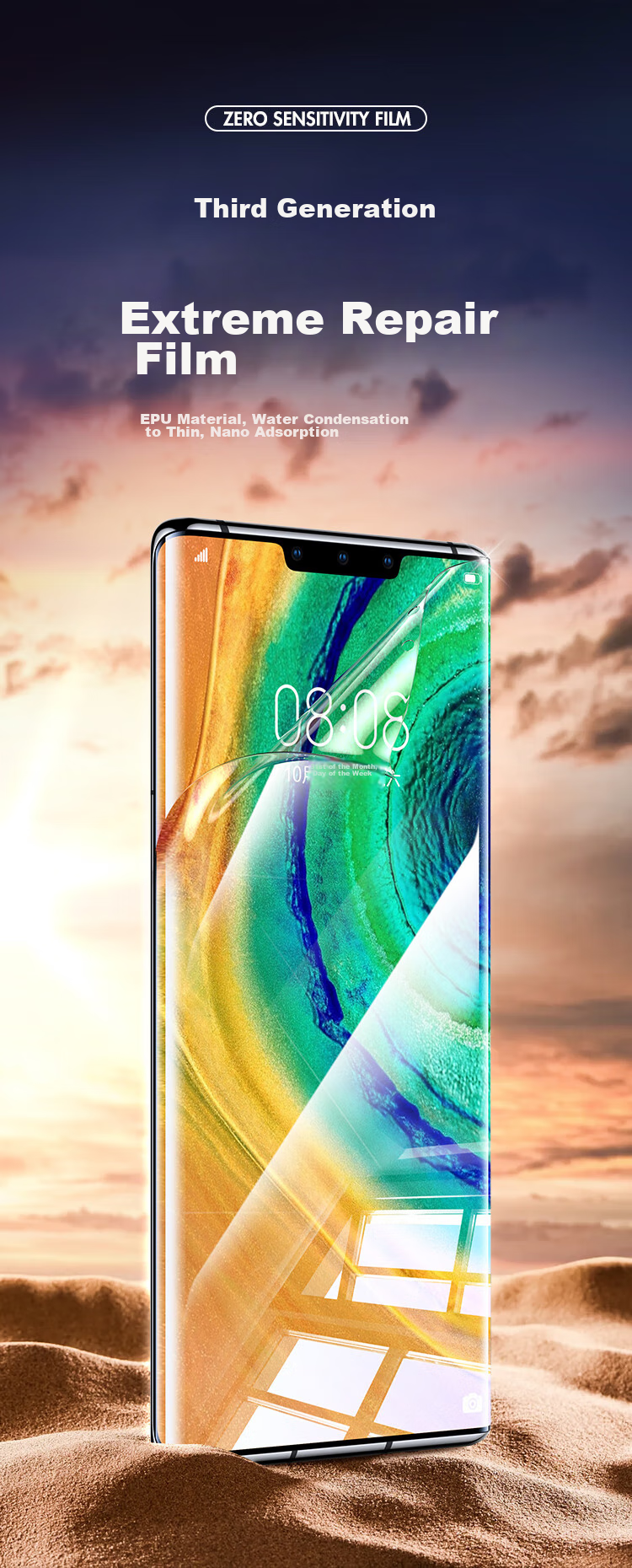 BIAZE [Ultra-Fast Repair 2 Pieces], Suitable for Huawei Mate30Pro/30Epro Phone Screen Protector, Mate30RS Hydrogel Soft Film, Non-Tempered High-Definition Anti-Fingerprint Protection JM167 2