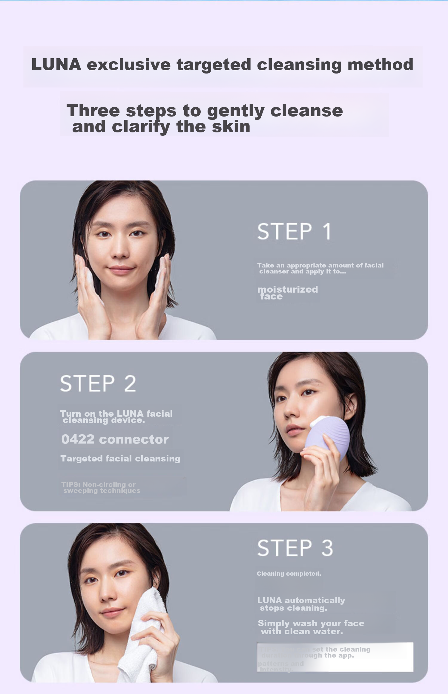 FOREO LUNA 3 Facial Cleansing Brush Blue Electric Pore Cleansing Device Balancing Oil Control Face Cleanser 8