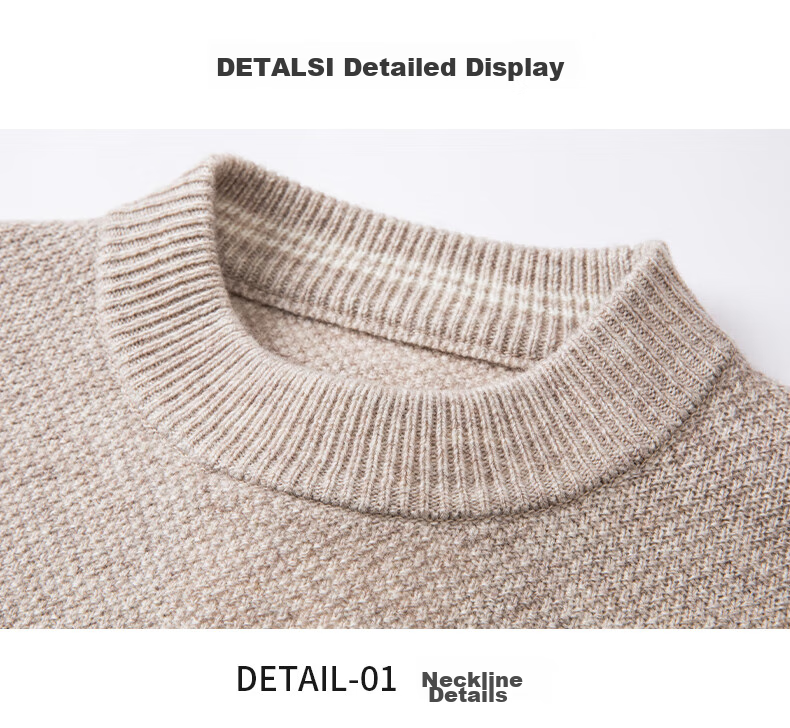 FIRS 100% Wool Sweater for Men [Thickened Version], Winter Warm Round Neck Pullover Knit Base Layer, Men's Clothing 15