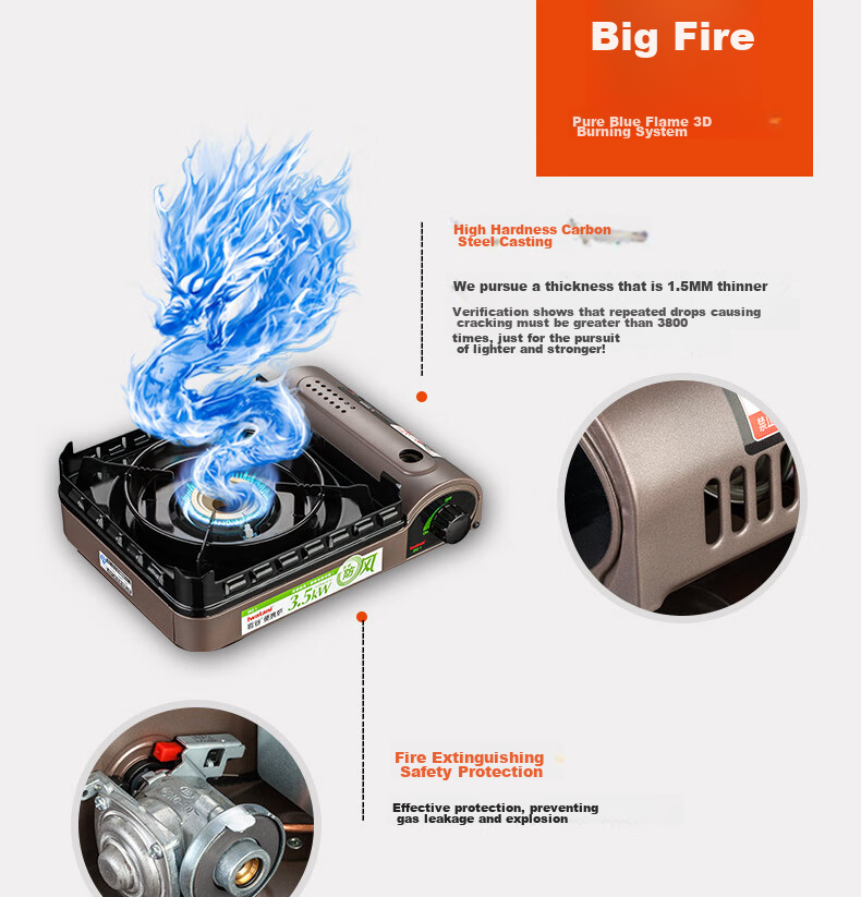 Iwatani Portable Cassette Stove, Outdoor Windproof Camping Gas Stove, Hot Pot Cooker, ZKZ-2F + Double-Sided Hot Pot Set 5