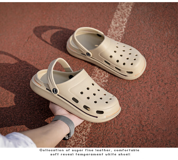Warrior Perforated Shoes for Men, Closed-Toe Sandals, Indoor And Outdoor Beach Shoes, Men's Footwear, WXL(SD)-0048, Khaki Color, Size 40 11
