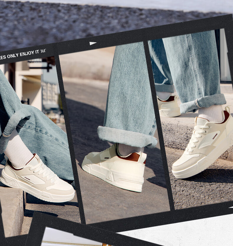 361° Men's Sports Shoes Spring Summer New Retro Leather Basic White Casual Sneakers 672616618-2 16