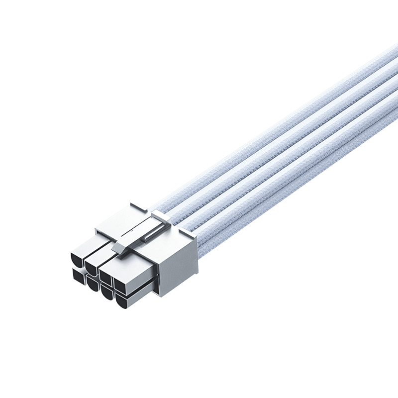 JEYI 40/50 Series Graphics Card Extension Cable, 8-Pin Power Extension Cord, Desktop Computer Nylon Tinned Copper Cable, 8P to 6+2P Male-Female Extension Cable, 30 Cm, White