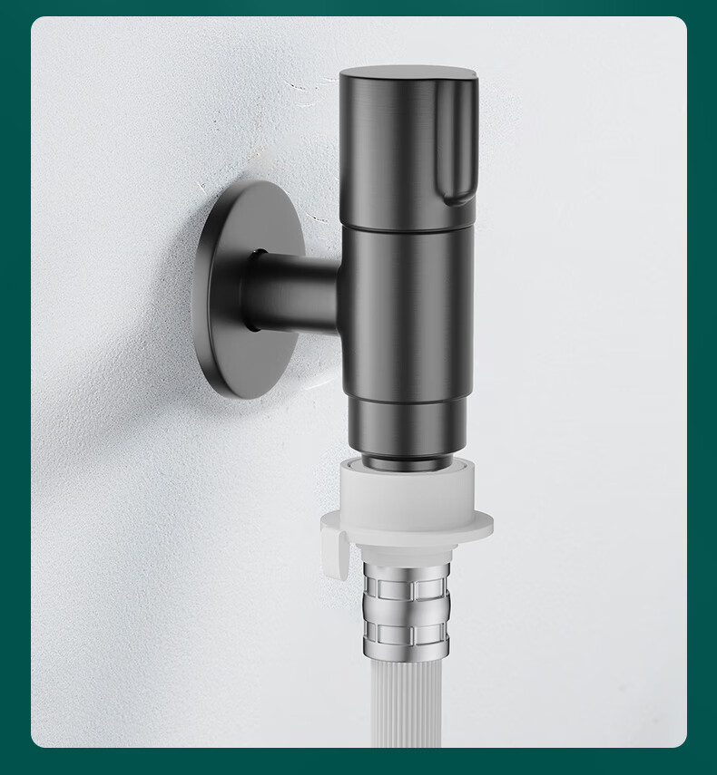 BSITN Angle Valve, Washing Machine Faucet Gun, Gray Anti-Slip Water Stopper, 1/2 Inch Single Cold Quick Open Spout B023 6