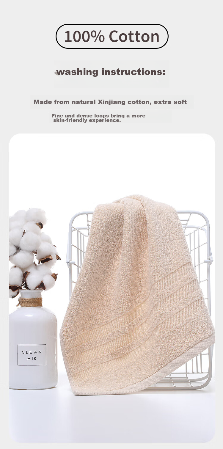 Grace Xinjiang Long-Staple Cotton Class A Antibacterial Towels, Set of 4, Pure Cotton Thickened Soft Face Towels, Absorbent Sports Face Wipes 7