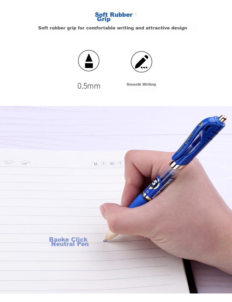 BAOKE PC1911 Black 0.5mm Retractable Gel Pen, Bullet Tip, Signature Pen, 12 Pens/Box 4