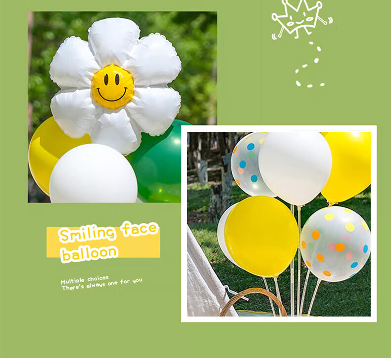 Duomeiyi Birthday Scene Decoration Balloons, Children's Happy Birthday Table Decorations, Boys And Girls Dressing Up, White Sunflower 6