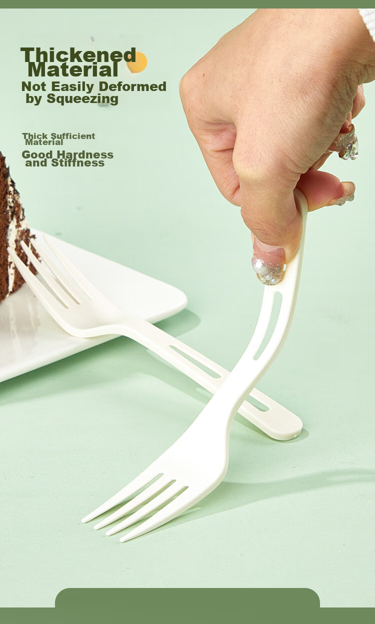 SHUANG YU Disposable Forks, 50 Individually Wrapped Starch-Based Forks, Thickened Plastic Forks, Fruit Forks, Cake Forks, Dessert Forks 6
