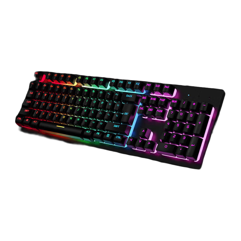 EWEADN GX300 Mechanical Feel Keyboard And Mouse Set, Gaming Wired 104-Key Desktop Computer Laptop Office Membrane Keyboard And Mouse Peripherals, Metal Black with Mixed Lighting