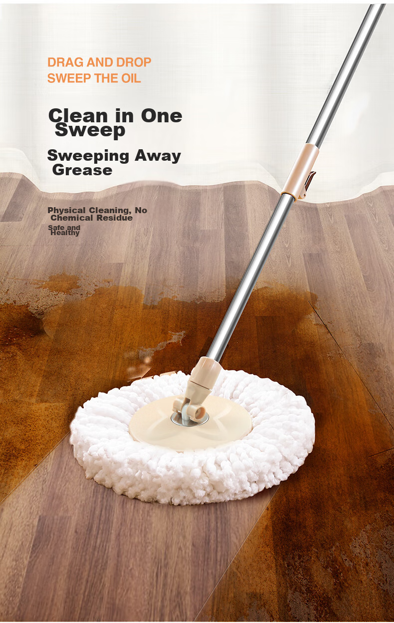Baijiahaoshi Rotating Mop with 4 Heads, Household All-In No-Hand Washing, 2026 Hand-Pressed No-Hand Washing Household Double-Drive Floor Cleaning Tool 6