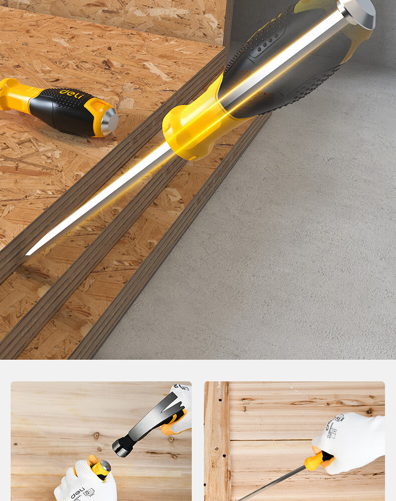 DELIGONGJU Rubber And Plastic Handle Straight Screwdriver with Cross-Shaped Tip, 8X250mm, DL6270101 6