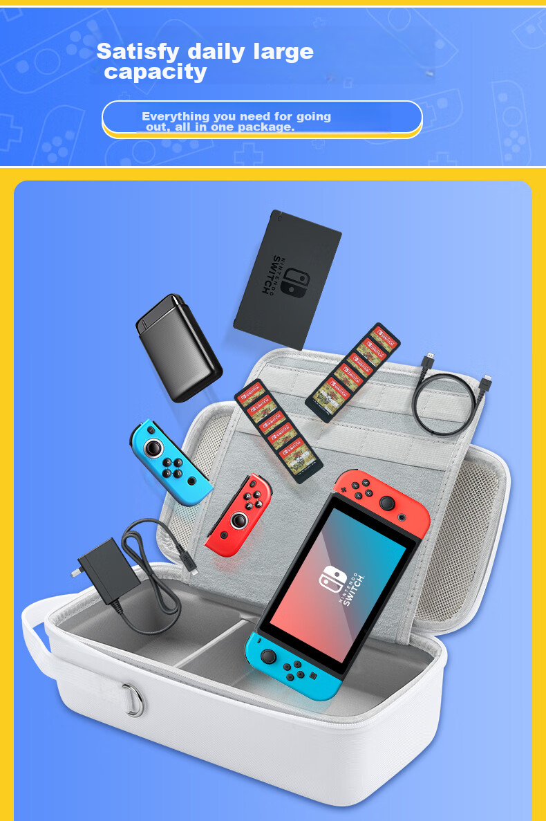 BUBM Switch Controller Storage Case, Joy-Con Storage Pouch, JC Detachable Controller Protective Cover, NS Hard Shell, Supports Storage with Case, Can Hold Card Straps, Transparent Case 3