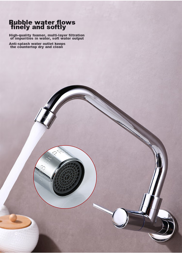 Larsd Wall-Mounted Faucet, Kitchen Faucet with Copper Body, Single Cold Water Tap for Sink And Laundry Basin, Quick-Open Faucet LD06 4