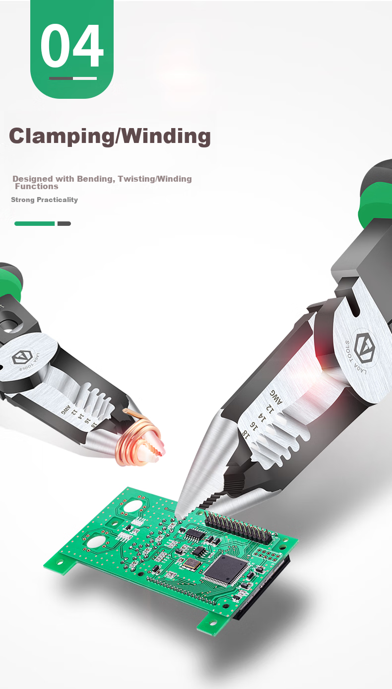 LAOA Lao A Needle-Nose Wire Stripper, Multifunctional Wire Cutter, Wire Stripping Tool, Terminal Crimping Pliers, LA320919 12