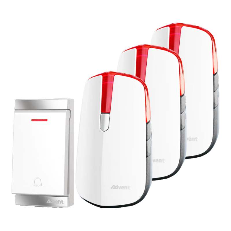 Advent Self-Powered Wireless Doorbell Waterproof Home Call System P2-710R One Transmitter Three Receivers Combo
