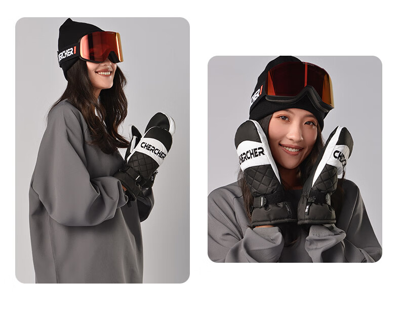 CHERCHER Ski Gloves Unisex Touchscreen Thickened Fleece Warm Winter Mountaineering Sports Cycling G-1002-M 11