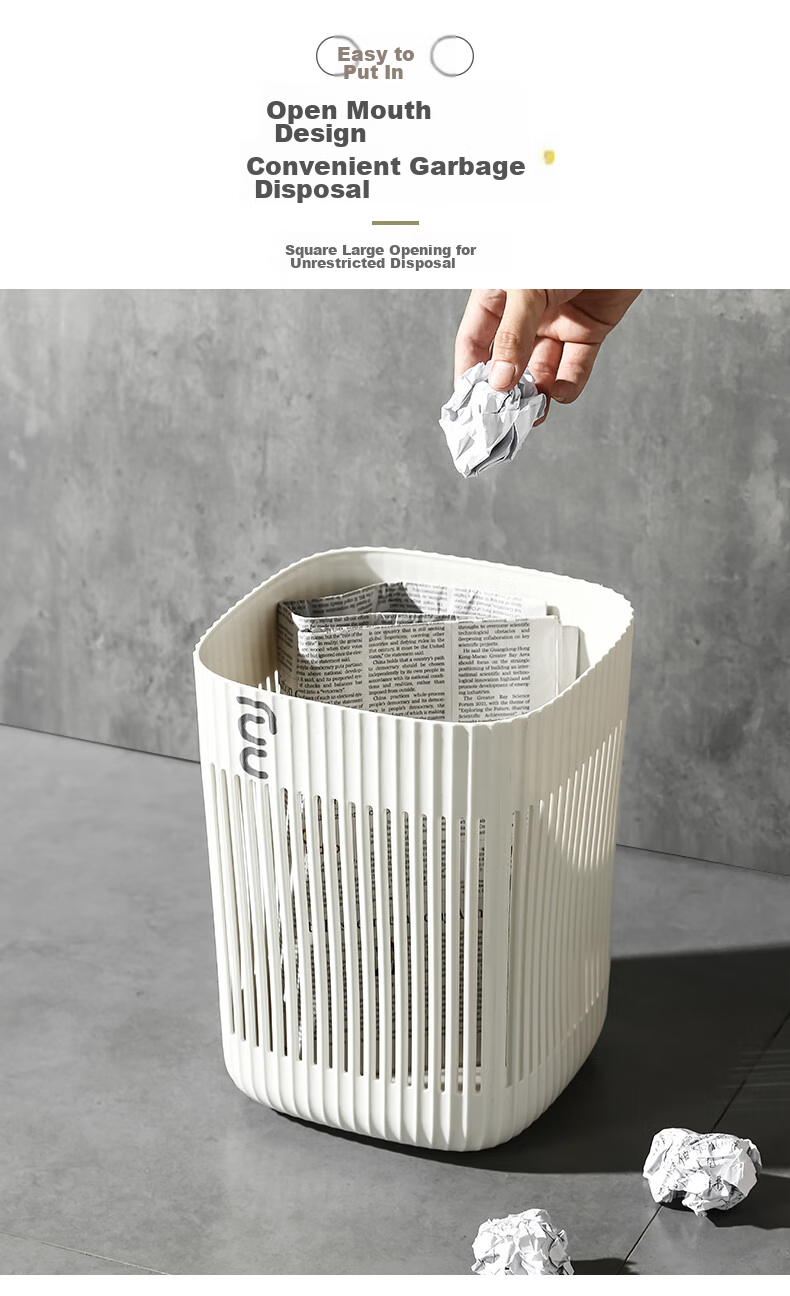 PUCHU Lidless Trash Can, 18L Capacity, Hollow Design for Kitchen, Bedroom, Living Room, Bathroom, Simple Large Garbage Bi 3