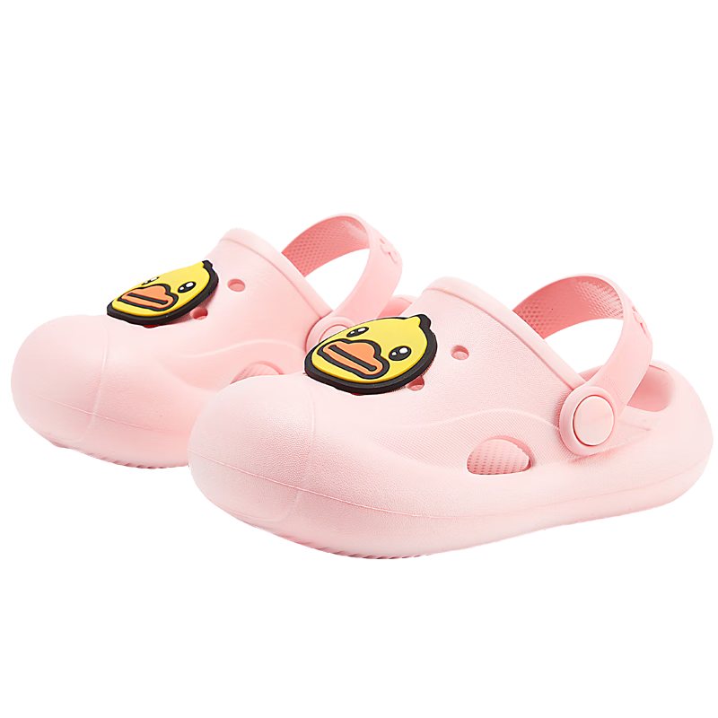B.Duck Children's Slippers, Girls' Soft-Soled Beach Sandals, Boys' Crocs-Style Garden Shoes, 5913 Light Pink, Size 22