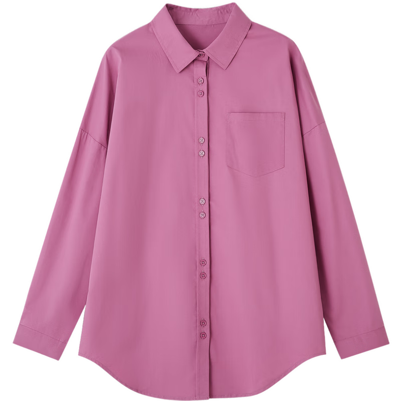 Dme [Chunmian Dao Yu] Spring Japanese Retro Simple Lapel Shirt, Comfortable Loose-Fitting Concealing Blouse, Women's Top