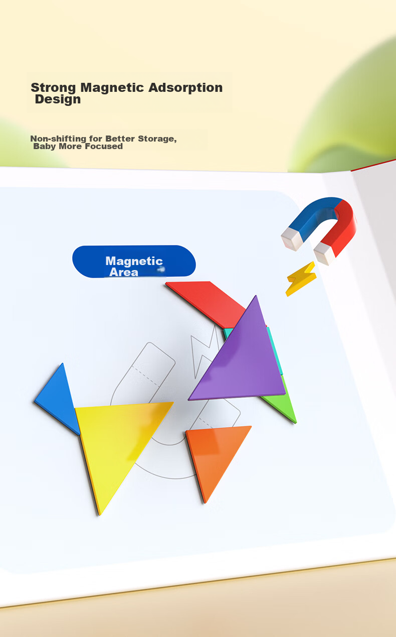SHIGUANGXUE Early Education Magnetic Tangram, Children's Toy Puzzle, First Grade Math Educational Tool, Birthday Gift for Boys And Girls 7