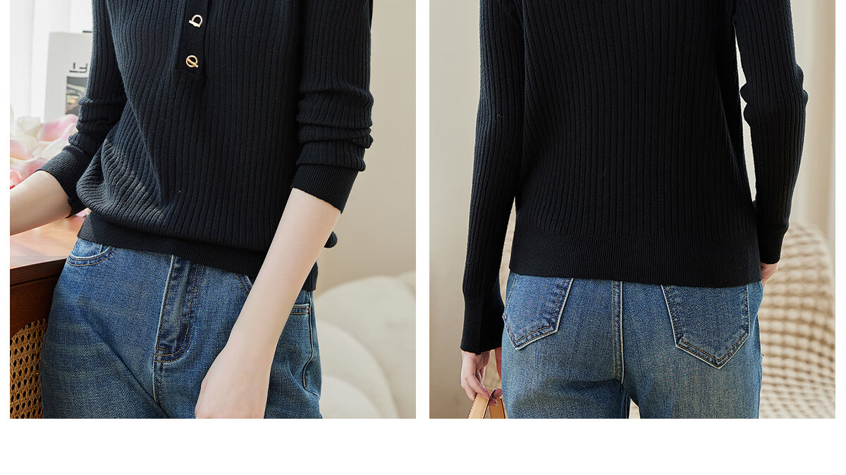 PinCai V-Neck Solid Color Soft Knit Slim Fit Sweater for Women P13QZ3088 18