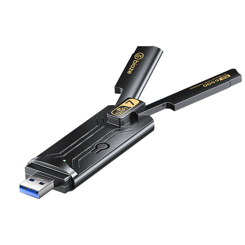BIAZE WiFi7 Gigabit Gaming Plug-And USB Wireless Network Adapter, 6500M Tri-Band 5G Wireless Network Card for Desktop And Laptop Computers, WIFI Receiver