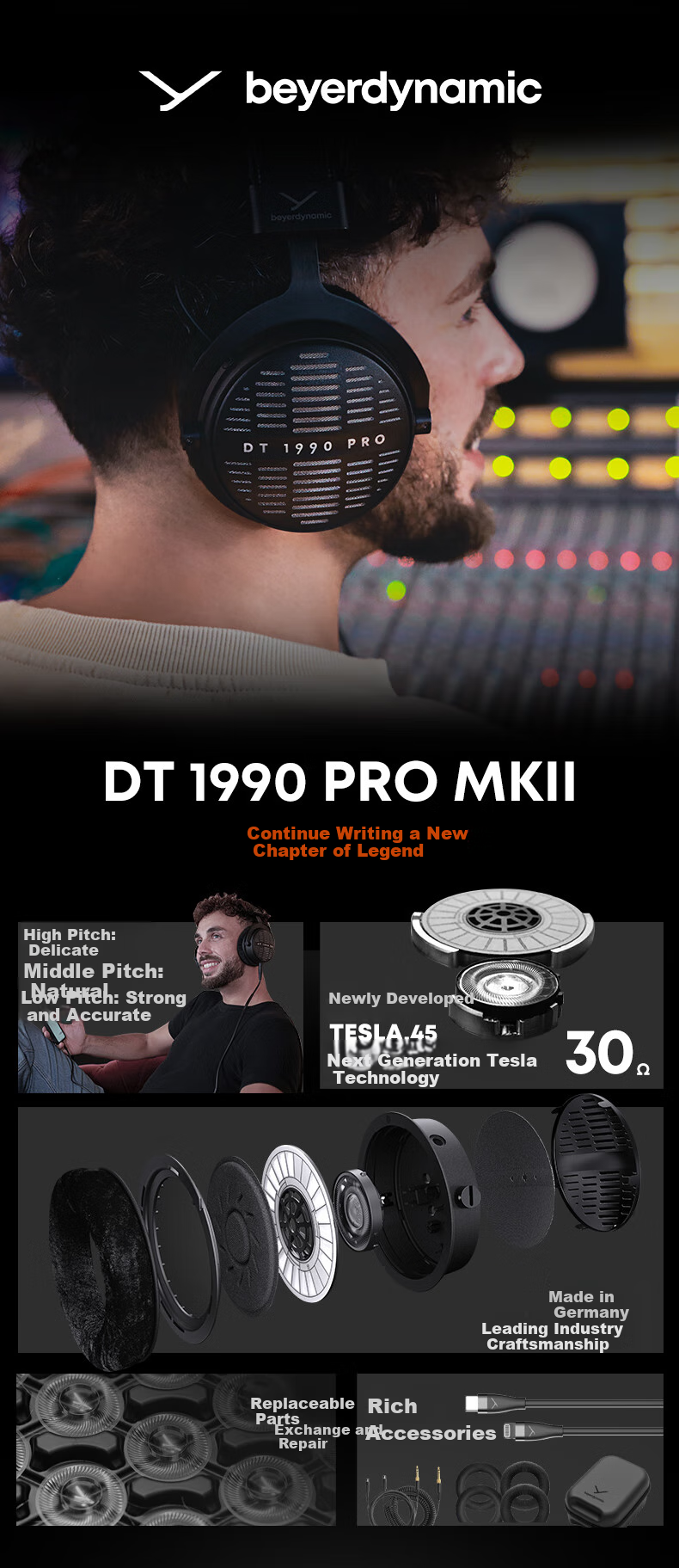 Beyerdynamic DT1990 PRO MKII Over-Ear Open-Back Professional Headphones, 30 Ohms [Gift Recommendation] 1