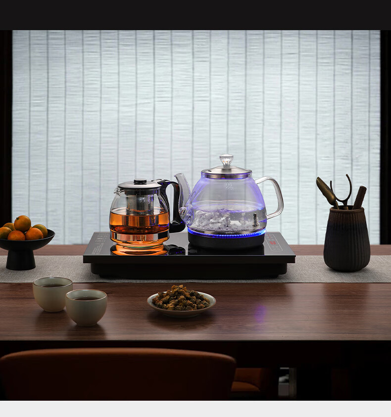 Biooner Fully Automatic Water-Filling Electric Kettle, Home Office Tea Table All-In Machine, Tea Table, Coffee Table, Built-In Tea Set, Rose Gold Three-Piece Set 12