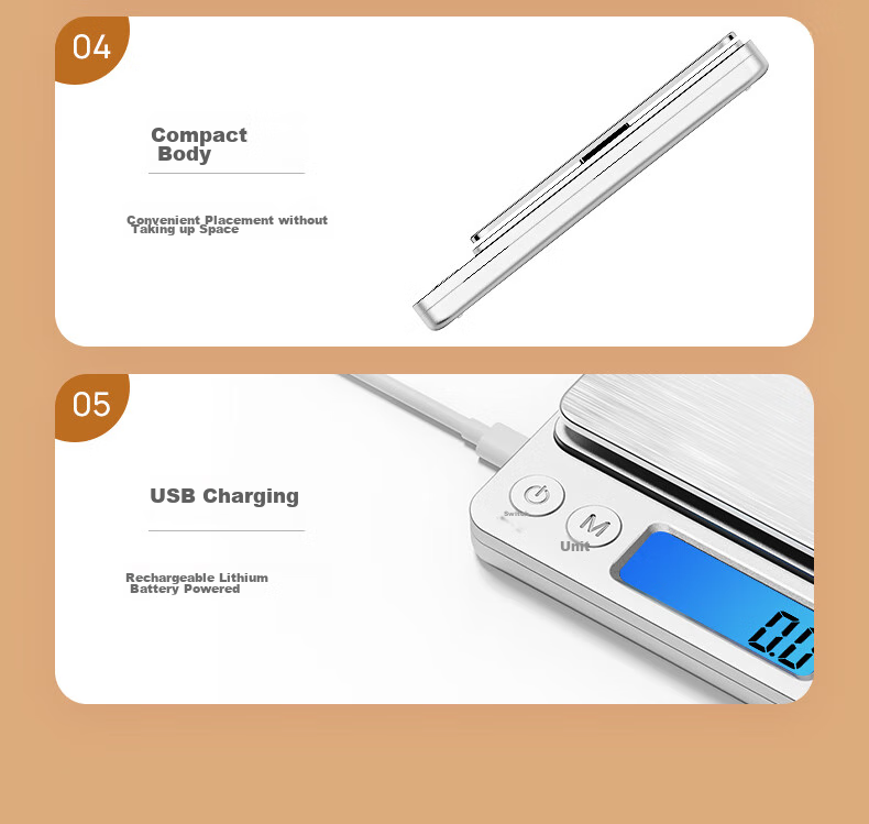 Meilen Electronic Kitchen Scale, Small High-Precision Baking Scale, Gram Weighing Food Scale, Stainless Steel Surface, 0.1g 16