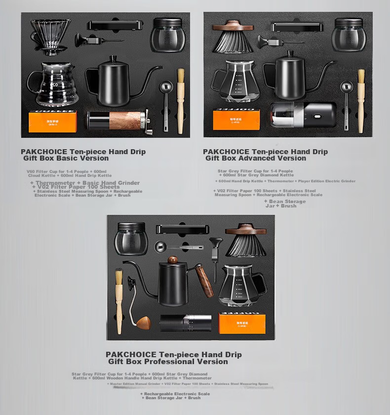 TEOTM Pour-Over Coffee Maker Set, Hand Grinder Coffee Machine, Manual Bean Grinder Set, Home Use Pour-Over Coffee Equipment Gift Box Set 21