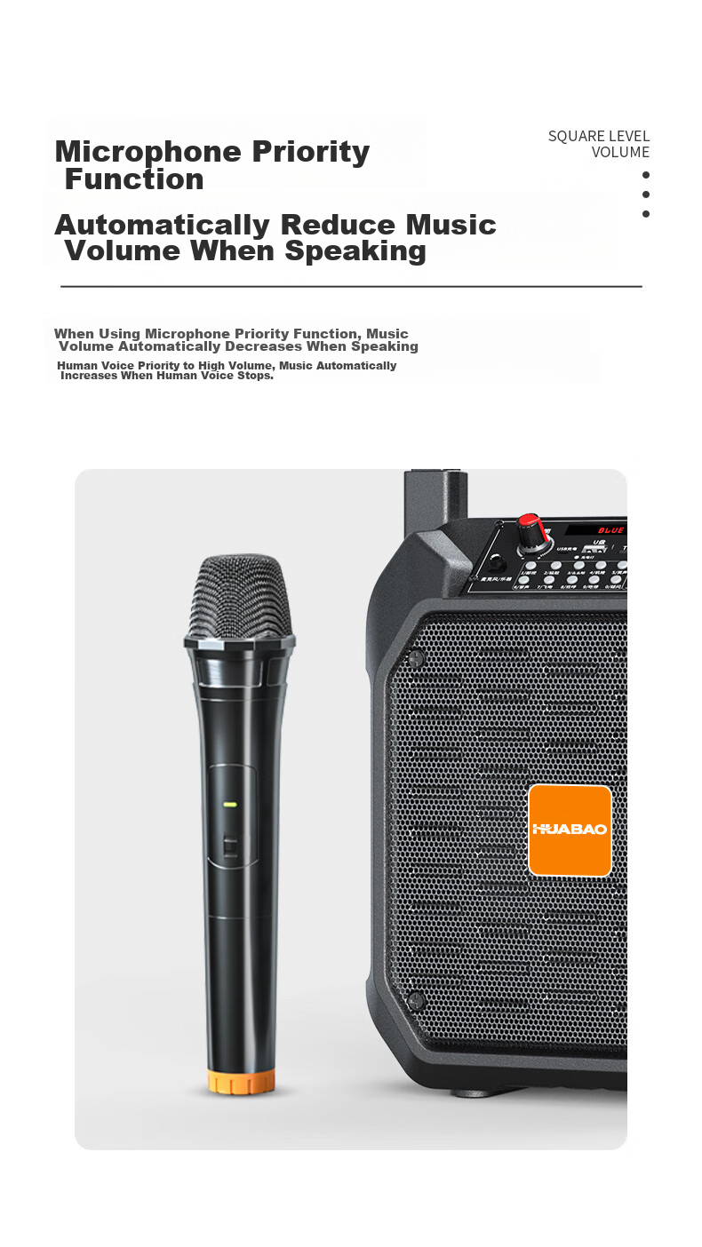 Huabao 1052 Sound Card Version Wireless Bluetooth Speaker with High Volume for Outdoor Square Dancing, Small Portable Handheld Speaker for Home Use, Street Vending, And Cash Collection with Voice Broadcast Functio 9