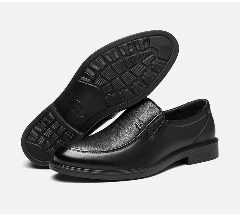 Hailanzhijia HLA Leather Shoes for Men, Top-Grain Cowhide, Slip-On Formal Casual Business Leather Shoes for Men, T211 Black Size 44 24