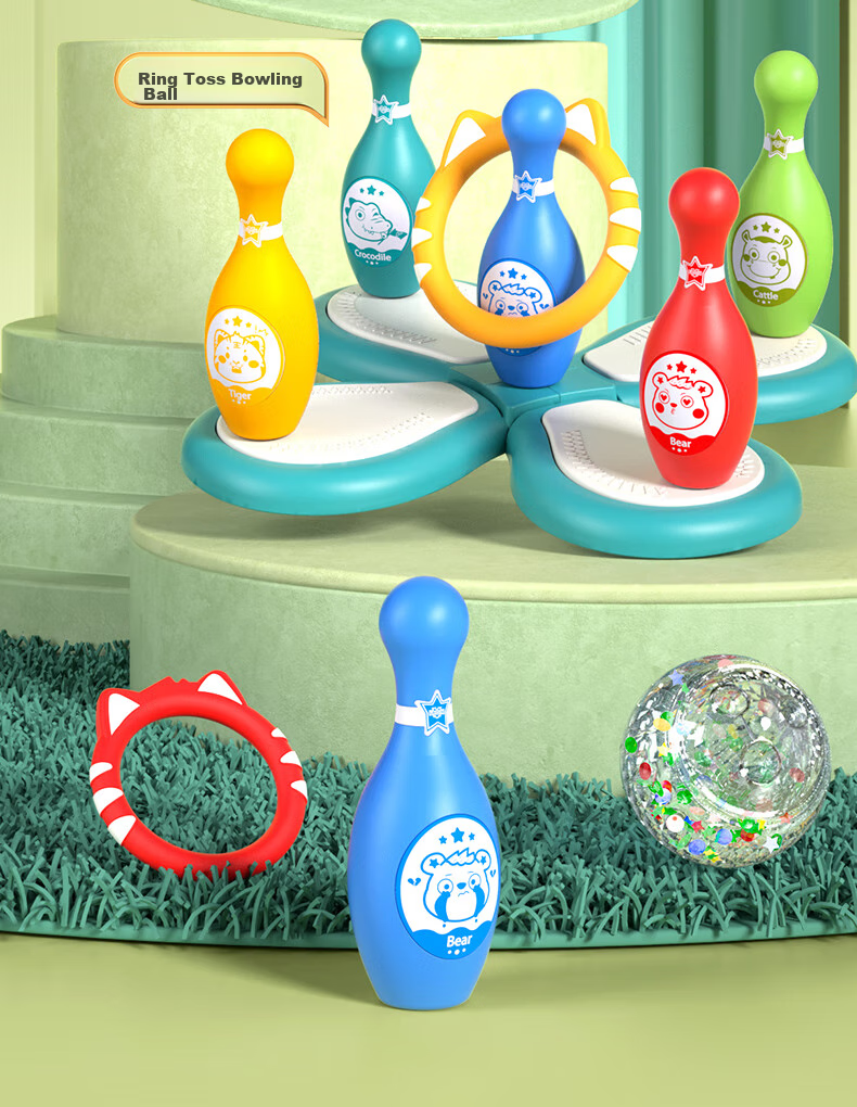 Hongdeng Children's Cartoon Bowling Set Large Size Indoor Sports Early Education Toy for Boys Girls Toddlers Birthday Gift 2