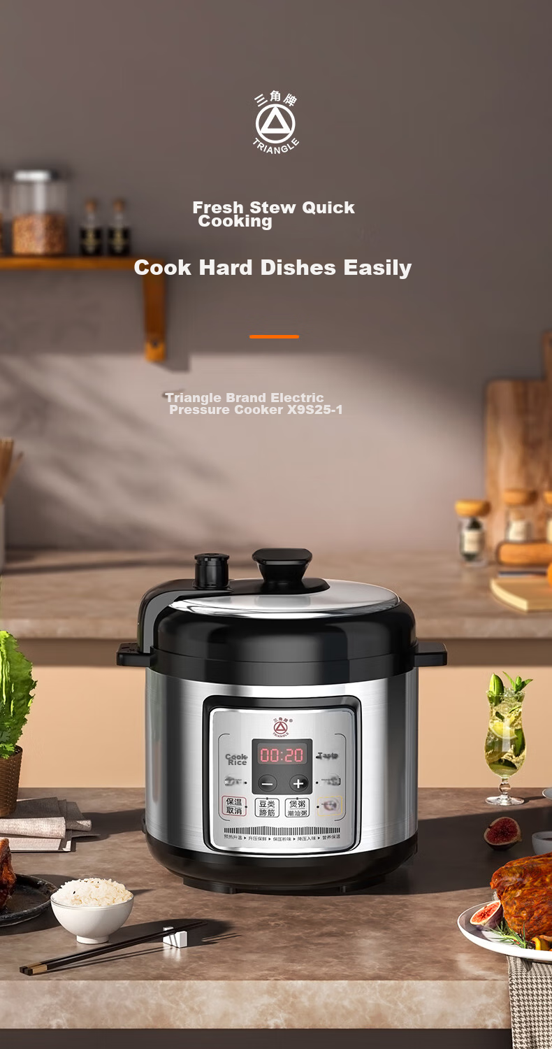 Triangle Electric Pressure Cooker, Home Use, 5L Smart Rice Cooker, for 4-5 People, 304 Stainless Steel Inner Pot, Multifunctional, Programmable, Soup Pot, Stew Pot, X150H 1