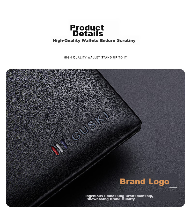 GUSKI Brand Men's Wallet, Short Genuine Leather Billfold, Practical Gift Box, Birthday Present for Boyfriend Or Husband 9