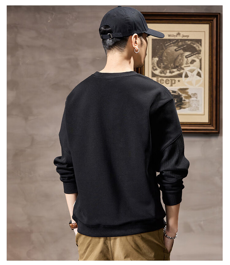JEEP Heavyweight High-End Sweatshirt for Men, Spring And Autumn 2026, Loose-Fitting Trendy Sweatshirt, Casual Men's Sportswear, Long-Sleeve Top 12