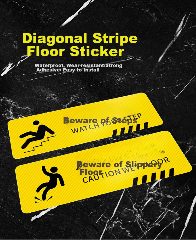 Aimohui Caution Wet Floor Safety Warning Sign Fire Escape Indicator Self-Adhesive Floor Sticker 30*10cm 5 Pieces 1