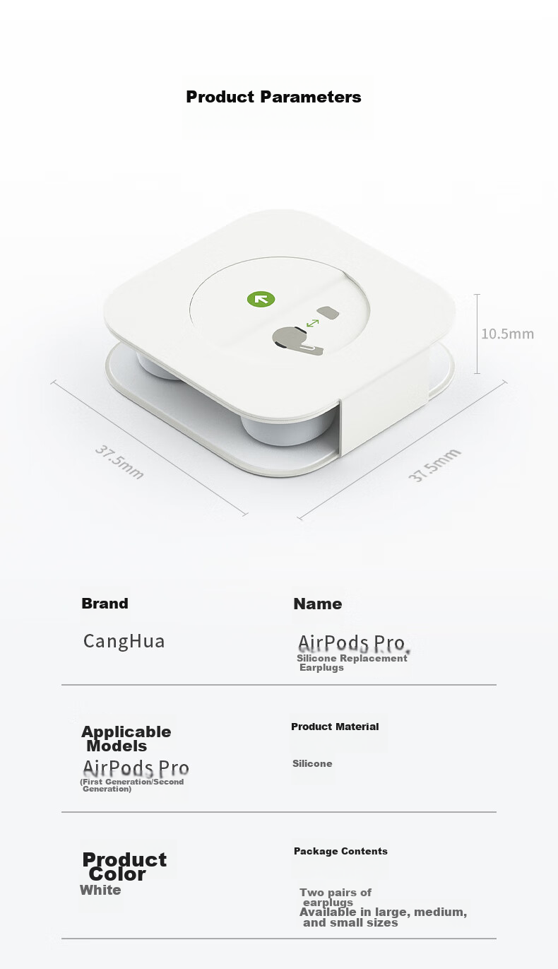 CangHua [8-Pack] Ear Tips for AirPods Pro, Compatible with Apple AirPods Pro 1st/2nd Generation Bluetooth, Original Silicone Caps, Soft Plugs for Sports, Large/Medium/Small Sizes 10