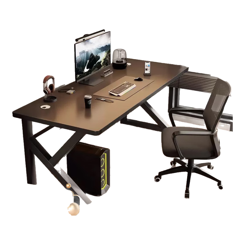Huakaizhixing Computer Desk, Desktop Home Gaming Office Study Desk, Bookshelf Gaming Table, BGZ723 Carbon Fiber, 1.2 Meters, Black