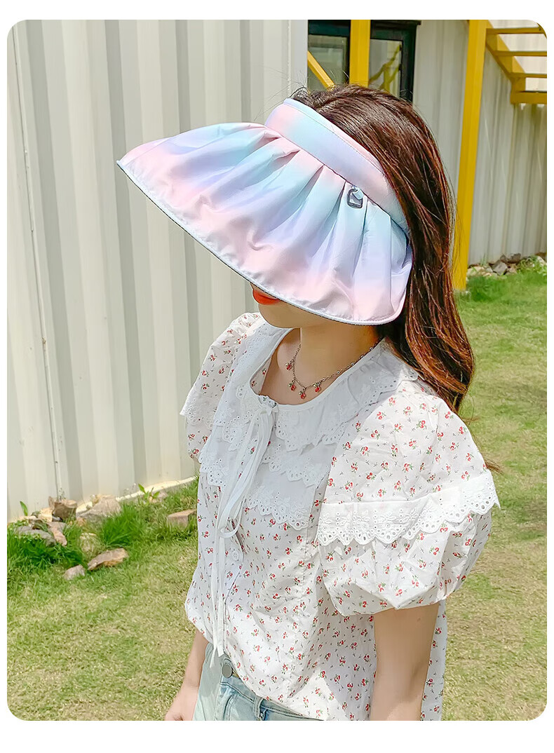 GLO-STORY Vinyl Visor Sun Hat for Women, Wide Brim Sun Protection Hat, Foldable Sunhat Headband, Gradient Purple 14