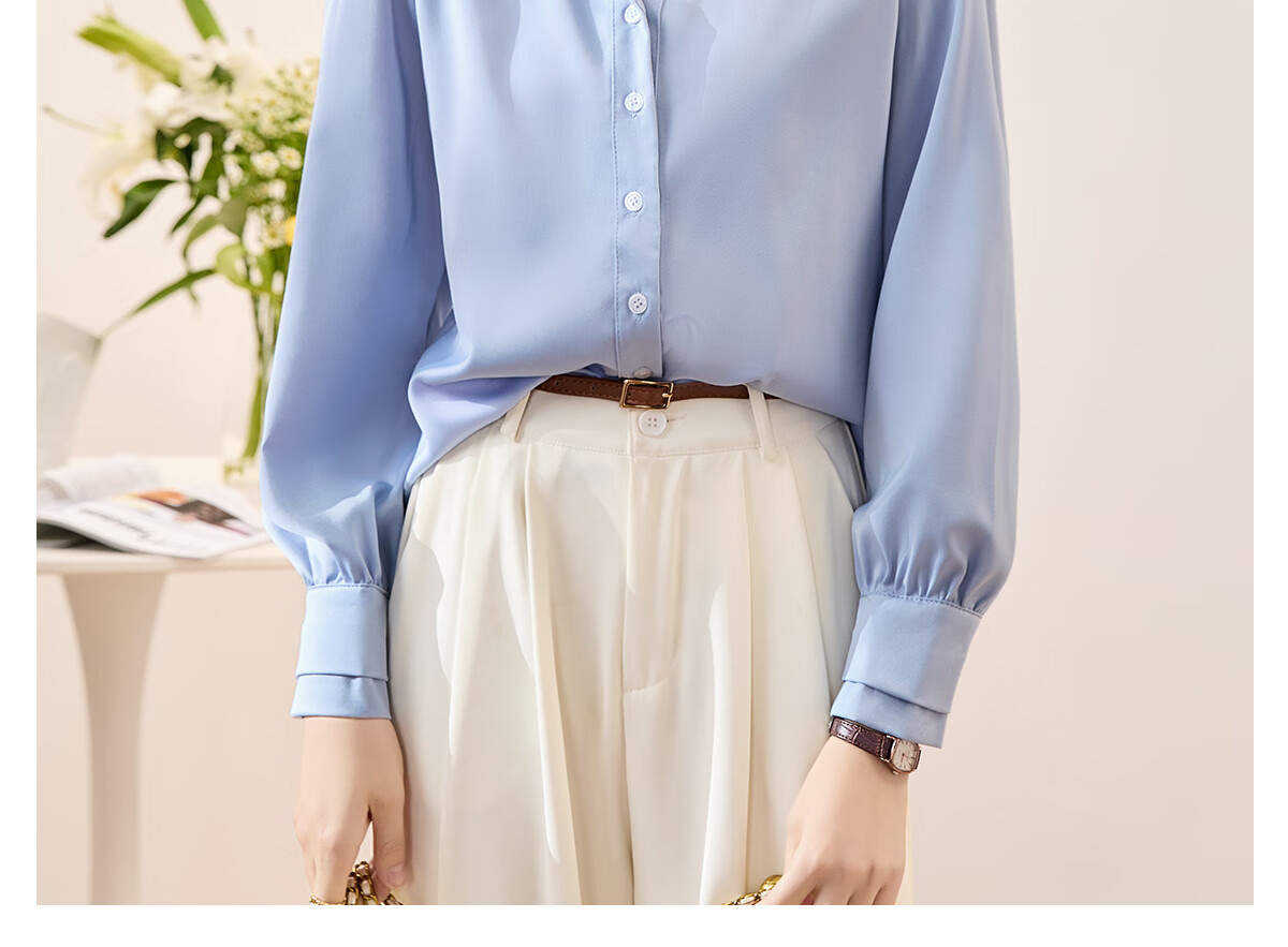 Chushen Summer Short-Sleeve Satin Blouse for Women, Elegant High-Quality Design-Inspired French Style Professional Commuter Shirt S143C1455 23