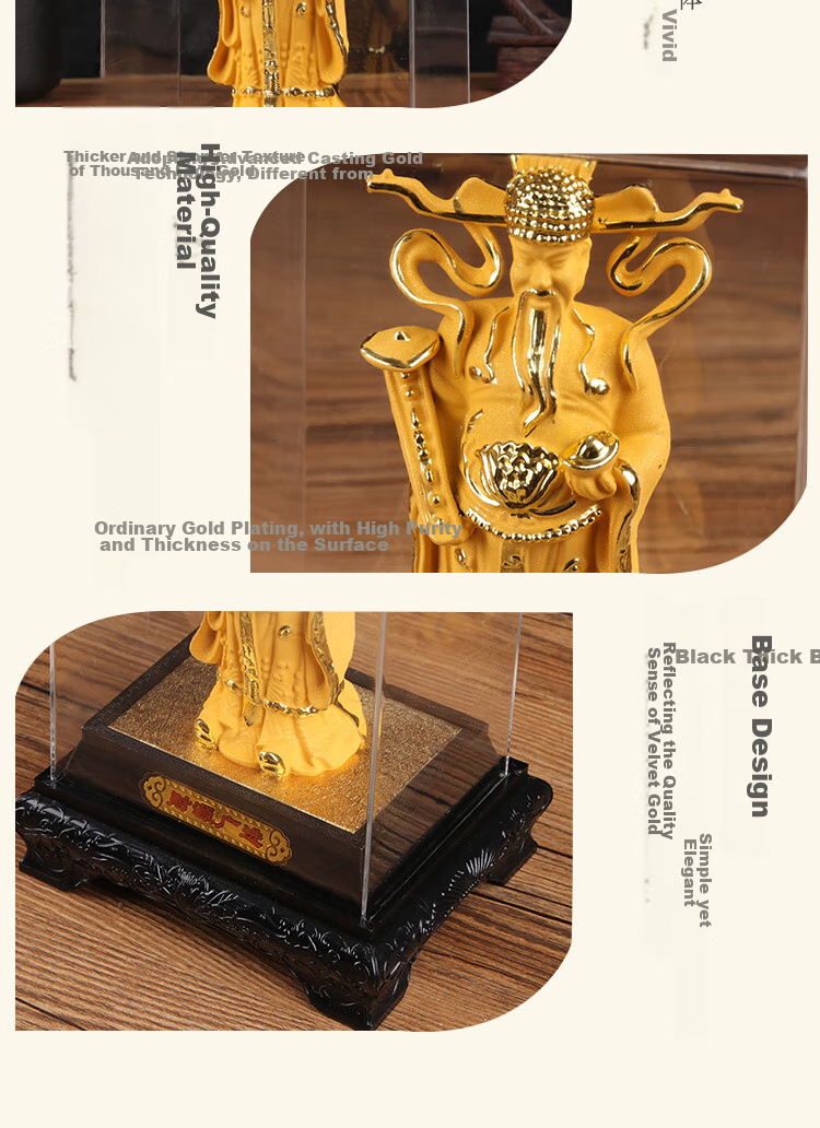 TaTanice Fortune God Decorative Ornament, Golden Buddha Statue for Home Decoration, Wealth And Safety Figurine, Business Gift for Grand Opening, Present for Clients 5